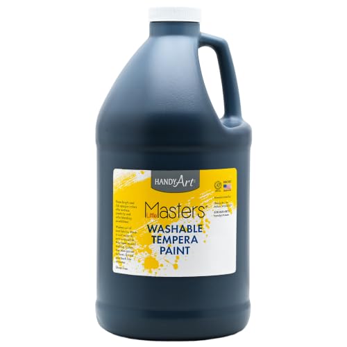 Handy Art Little Masters Washable Tempera Paint, Black, Half Gallon 64 oz | Bright & Mixable, High Opacity, Washable Colors for Classroom, Students, Kids, Young Artists, Safe & Non-Toxic, Made in USA - color: Black, size: 64 Fl Oz (Pack of 1)