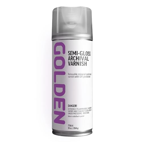 GOLDEN Semi-Gloss Archival Varnish, 10 oz. Aerosol Can, Professional Acrylic Varnish