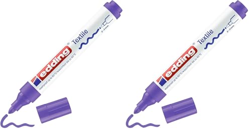 edding 4500 textile marker - neon violet - 1 pen - round nib 2-3 mm - permanent fabric markers for drawing on textiles, wash-resistant up to 60 °C - marker pens for fabric lettering (Pack of 2) - color: Neon Violet, size: 1 Count (Pack of 2)