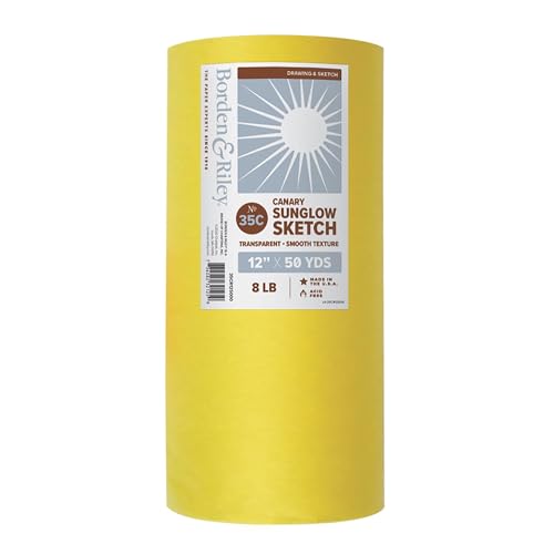 Borden & Riley 12" x 50 Yards #35C Sun-Glo Thumbnail Sketch Paper, 8 lb, Canary Yellow, 1 Roll Each (35CR125000) - color: Canary Yellow, size: 12" x 50 Yards