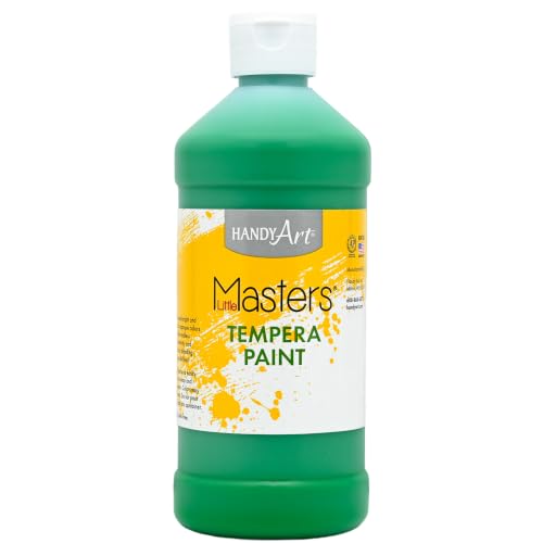 Handy Art Little Masters Tempera Paint, Green, 16 oz Bottle, Bright & Mixable, High Opacity, Washable Colors for Classroom, Students, Kids, Young Artists, Safe & Non-Toxic, Made in USA - color: Green, size: 16 Fl Oz (Pack of 1)