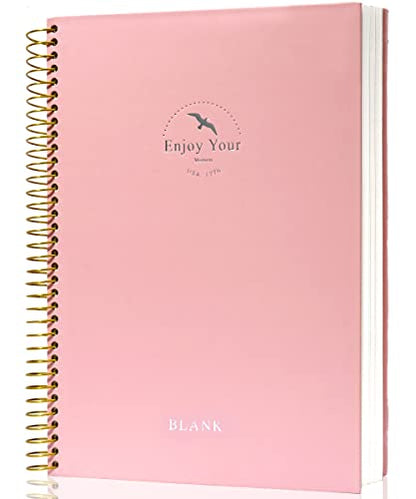 FLYING EAGLE Blank Spiral Notebook Journal 8.5 x 11, 210 Pages Hardcover Sketchbook for Drawing, Pink - color: Pink, size: blank page