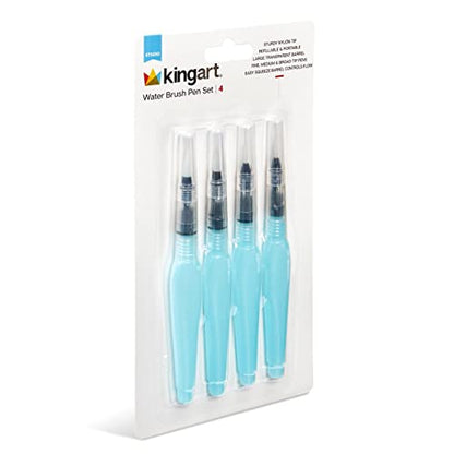 KINGART Studio Water Brush Pens, Assorted Tips, Set of 4