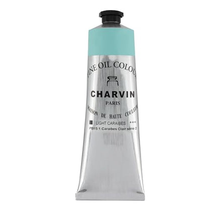 Charvin Fine Oil Paint 150 mL Tube Caribbean Blue Light – Professional Artist Oil Color, Archival Quality, Smooth Finish, Nature-Inspired Tone - color: Caribbean Blue Light