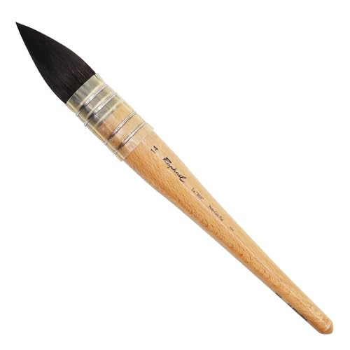 Professional Large Squirrel Hair Watercolor Brush Mop Brush, Ultra High Water Retention for Large Washes and Background Painting Made in France (Size 14) - size: Size 14