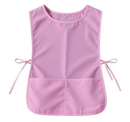 Large Smock Cobbler Apron for Men & Women, Adjustable Side Ties & 2 Pockets - color: Pink