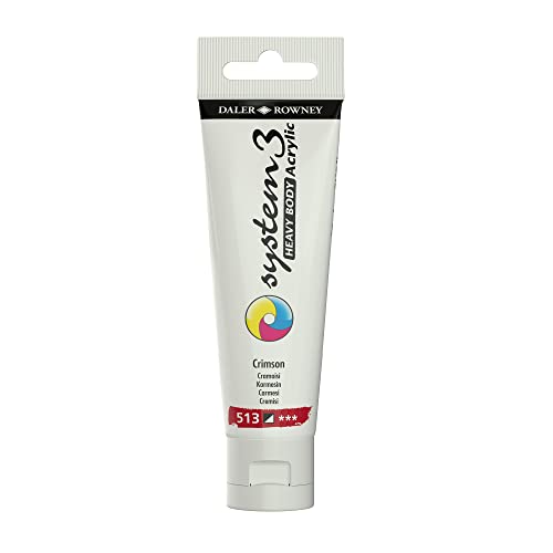 Daler Rowney System3 Crimson Heavy Body Acrylic Paint 59ml - Art Paint for Artists and Students - Artist Paint for Canvas Murals and More - Thick Acrylic Paint for All Skill Sets