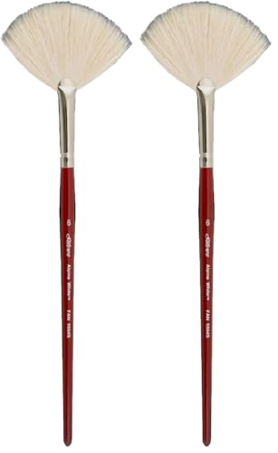 Silver Brush Limited 5504S-4 Alpine White Goat Hair Fan Paintbrush for Watercolor, Oil, Acrylic, Pastels, Charcoal & Encaustics, Size 4, Short Handle (Pack of 2) - size: 4 (Pack of 2)