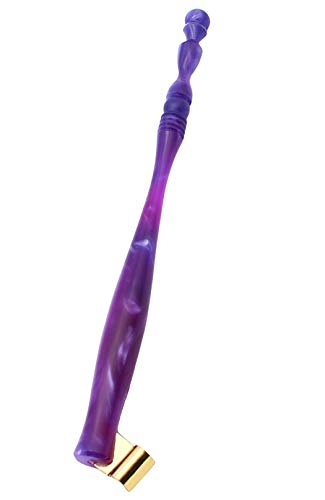 XIAOYU Calligraphy Oblique Nib Pen Holder, English Calligraphy Pen Nib Holder, Resin Dip Pen Handle Nib Holder with 5 Flat Nibs, Blue and Pruple - color: Blue & Pruple