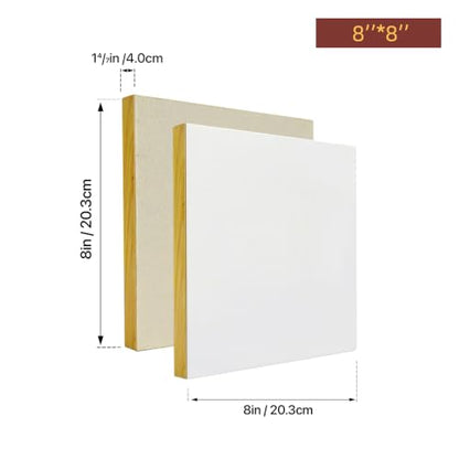 FEAT Wood Gesso Artist Painting Panel Primed Extra Smooth 1.57" Cradle for Tempera Painting (8" x 8") - size: 8" x 8"