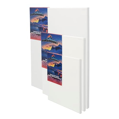 Paramount Canvas for Painting - Pack of 6, 12x12 White Canvases- 11/16" 100% Cotton Stretched Canvas, Triple-Primed for All Media, Medium Tooth, Back-Stapled, 12oz Primed Weight, Wood Stretcher Bars - size: 12x12" - Box of 6