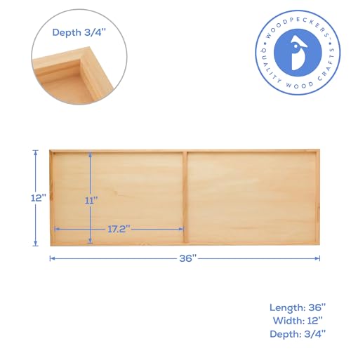 Narrow Wood Canvas 12 x 36 x 3/4-inch Wooden Sign Blanks with Frame for Panoramic Style Photo Display, by Woodpeckers - size: 12 x 36