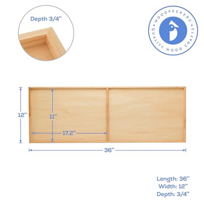 Narrow Wood Canvas 12 x 36 x 3/4-inch Wooden Sign Blanks with Frame for Panoramic Style Photo Display, by Woodpeckers - size: 12 x 36