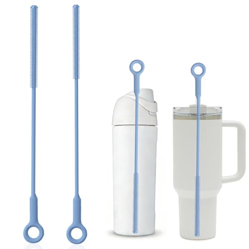 Straw Cleaner Brush Set - Raymeefa Scratch-Free Detail Cleaning for Reusable Straws & Tumblers (Blue) - color: Blue