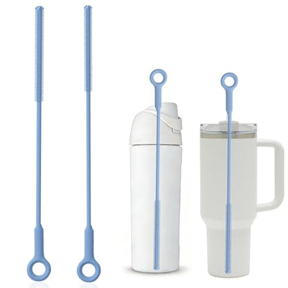 Straw Cleaner Brush Set - Raymeefa Scratch-Free Detail Cleaning for Reusable Straws & Tumblers (Blue) - color: Blue