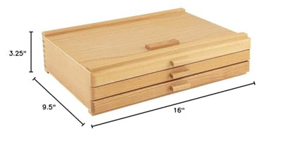 Creative Mark Pastel Storage Box, 3 Drawer Wood Box with Foam Lining, Sturdy and Stackable Art and Craft Supplies Storage Box for Artist Tools, Pens, Pencils and More, Natural Finish - size: 3 Drawer