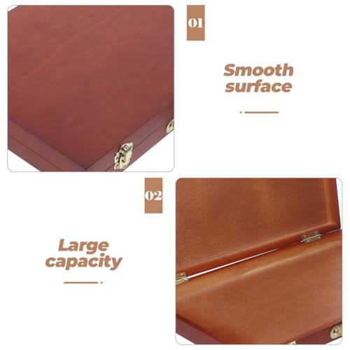 TEHAUX Wooden Painting Box Hand-Held Art Storage Case Portable Drawing Tool Organizer 14.56X9.05X1.77 Inches for Outdoor Artists and Students