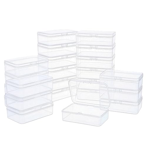 LJY 24 Pieces Rectangular Empty Mini Clear Plastic Organizer Storage Box Containers with Hinged Lids (Transparent, 4.9 x 3.3 x 1.4 inch) - color: Transparent, size: 4.9 x 3.3 x 1.4 inch