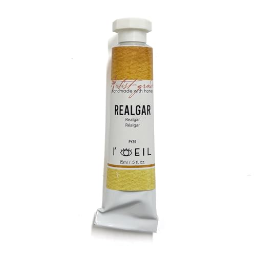 L'oeil (Genuine Minerals) Professional Artist Grade Extra Fine Handmade Watercolor 15ml Paint Tube, 0.5 Fl Oz, Natural Granulation, Rich Colour Luminosity, Lightfast Non-fading, Archival Quality (Realgar) - color: Realgar