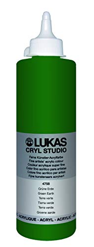 Lukas CRYL Studio Artist Acrylic Paint, Green Earth, 500 ml Bottle - High Pigment Acrylic Paints for Canvas Painting, Large Scale Works - Medium-Viscosity, Water-Mixable, Fast Drying - color: Green Earth, size: 16.91 Fl Oz (Pack of 1)
