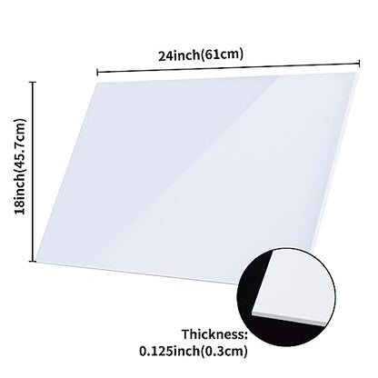 White Acrylic Sheets 18" x 24" x 1/8", 2 Pack Cranviech White Cast Plexiglass Sheet Glass Alternative for Sign DIY Display Projects Photo Frame Craft Handcraft Painting - color: White, size: 18" x 24" x 1/8"