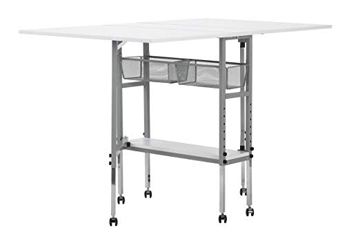 Studio Designs Sew Ready Hobby and Cutting Craft Desk Table with Storage Drawers - color: Silver/White