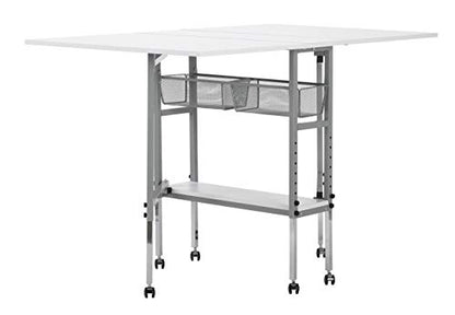 Studio Designs Sew Ready Hobby and Cutting Craft Desk Table with Storage Drawers - color: Silver/White