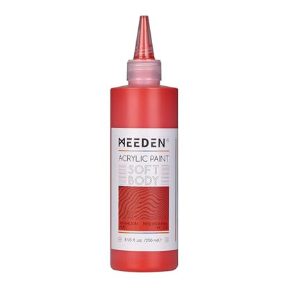 MEEDEN Soft Body Acrylic Paint: Vermilion Hue Matte Finish - 250ml/8.45oz Bulk Acrylic Colors in Ergonomic Bottle - Fluid Flow Art Paints for Artists Canvas Painting - color: Vermilion Hue