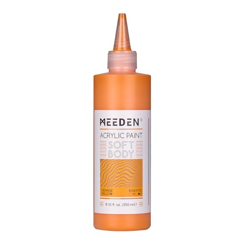 MEEDEN Orange Yellow Acrylic Paint: Matte Finish 250ml/8.45oz Soft Body Bulk Acrylic Colors in Matte Finish - Fluid Flow Art Paints for Artists Canvas Painting - color: Orange Yellow