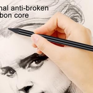 Pssopp 3Pcs Woodless Charcoals Pencils, Charcoal Drawing Bar Sticks Sketch Pencils Artist Art Drawing Sketching Painting Tools Stationery For Students Adults Artist and Beginner