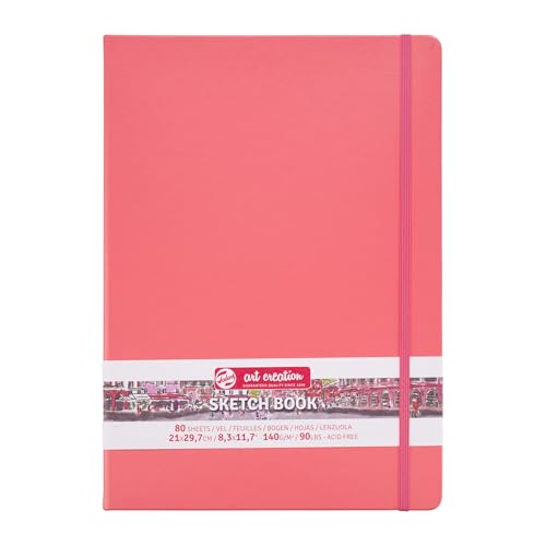 Royal Talens T9314-313M 441866 Talens Art Creation Sketchbook, Drawing Notebook, 8.3 x 11.8 inches (21 x 30 cm), Coral Red - color: coral red, size: 21×30cm