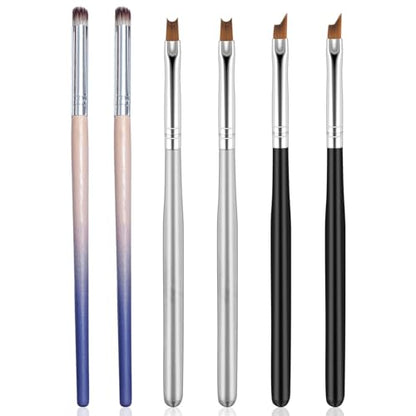 6Pcs Ombre Nail Brush and French Tip Brush, Half Moon Shape French Brush for Nails Acrylic Nail Art Brushes Ombre Nails Painting Pen Brushes French Manicure Brush Nail Tool - color: French Tip&Ombre Brush