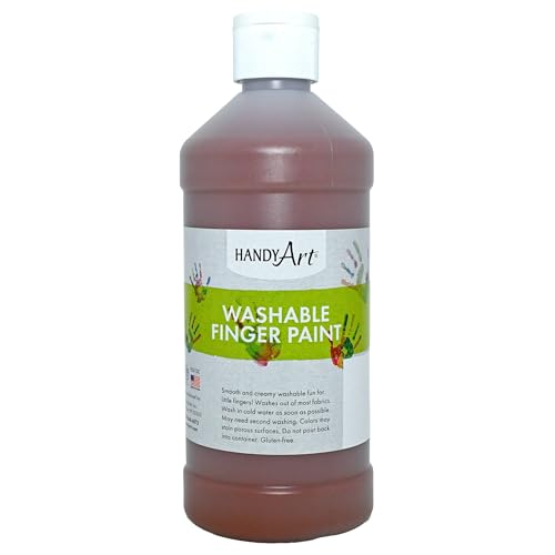 Handy Art Washable Finger Paint, Brown, 16 oz Bottle, Easy Clean Up, Sensory Paints for Fingers & Hand Prints, Ages 3 & Up, Safe for Kids & Toddlers, AP Certified Non-Toxic, Made in USA - color: Brown