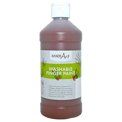 Handy Art Washable Finger Paint, Brown, 16 oz Bottle, Easy Clean Up, Sensory Paints for Fingers & Hand Prints, Ages 3 & Up, Safe for Kids & Toddlers, AP Certified Non-Toxic, Made in USA - color: Brown