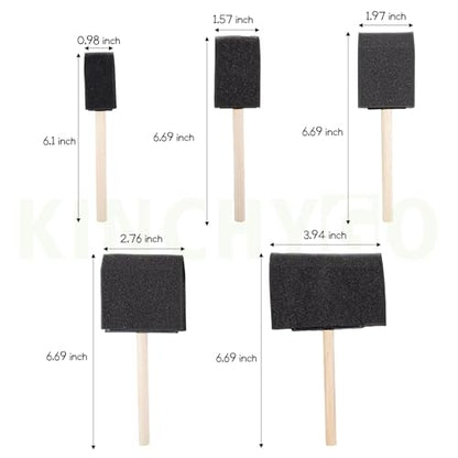 20 Pack Foam Paint Brushes Foam Brushes with Wooden Handle for Painting Staining DIY Craft (5 Size)