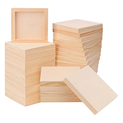 30 Pack Unfinished Wood Canvas Boards for Painting, 6 x 6 Inch Square Wooden Panels, Wood Panels Boards for Crafts and Painting, DIY Handicrafts, Home Decoration（Thickness 0.98 Inch）