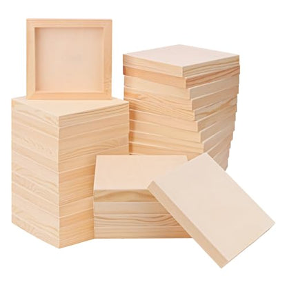 30 Pack Unfinished Wood Canvas Boards for Painting, 6 x 6 Inch Square Wooden Panels, Wood Panels Boards for Crafts and Painting, DIY Handicrafts, Home Decoration（Thickness 0.98 Inch）