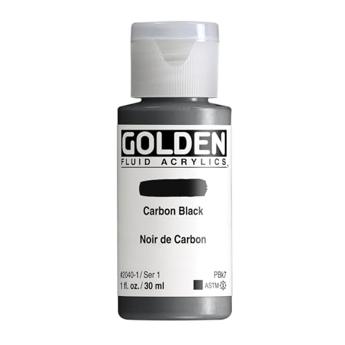 GOLDEN Fluid Acrylics, Carbon Black, 1 fl. oz. Bottle, Professional Acrylic Paint, Opaque