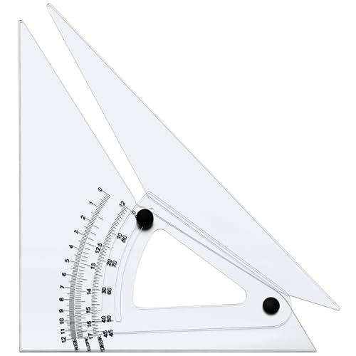 12 Inch Adjustable Triangle Acrylic Adjustable Drafting Triangle Computing Trig Scale for Drafting Architect Engineer Educational Supplies