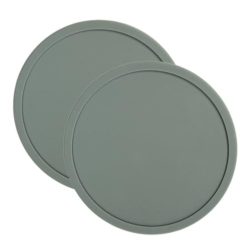 ONLYKXY 2pcs Silicone Round Bar Coaster Tea Coaster Modern Cup Drink Mat Plate Creative Rug Mug Pad for Table Countertop Desk Cold Hot Drink Beverage Coffee Tea Kitchen Home Decor (Grey) - color: Gray