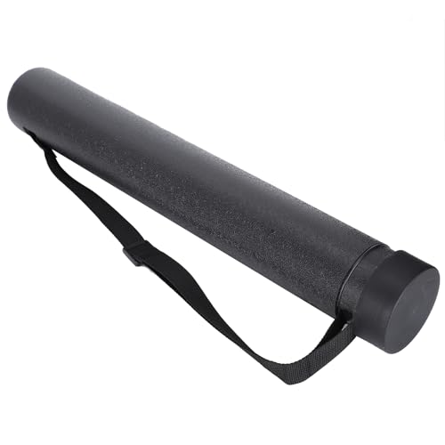 Telescopic Drawing Tube Plastic Storage Case with Flip Cover for Posters Maps Documents Art Supplies (Black) - color: Black