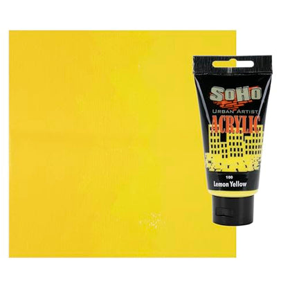 Soho Urban Artist Heavy Body Acrylic Paint - 75 ml Tube - Lemon Yellow - Thick, Rich Color, Excellent Coverage, Professional Quality - Artists Acrylic Paint - color: Lemon Yellow, size: 2.54 Fl Oz (Pack of 1)