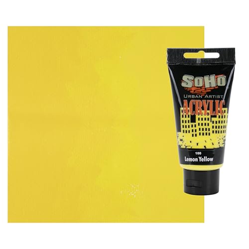Soho Urban Artist Heavy Body Acrylic Paint - 75 ml Tube - Lemon Yellow - Thick, Rich Color, Excellent Coverage, Professional Quality - Artists Acrylic Paint - color: Lemon Yellow, size: 2.54 Fl Oz (Pack of 1)
