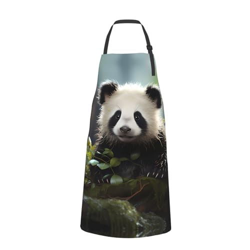 Prancing Brown Horse Heavy Duty Waterproof Apron with Pockets for AdultsResistant Grilling, Gardening, Painting - color: Panda Cubs in the Forest