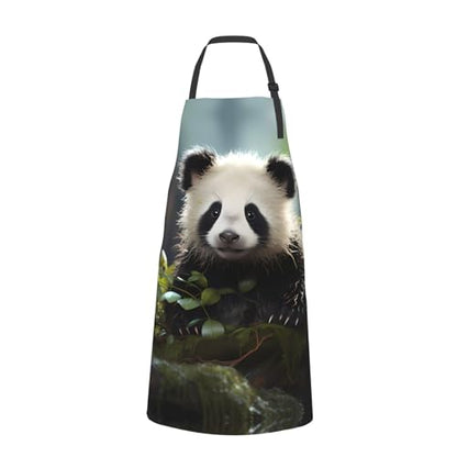 Prancing Brown Horse Heavy Duty Waterproof Apron with Pockets for AdultsResistant Grilling, Gardening, Painting - color: Panda Cubs in the Forest