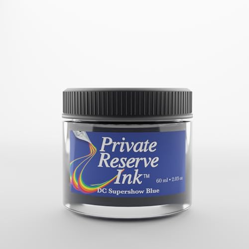 Private Reserve Premium Fountain Pen Ink, 60ml Bottle, DC Supershow Blue | Premium fountain pen ink with smooth flow, rich color, and reliable everyday writing performance. - color: DC Supershow Blue