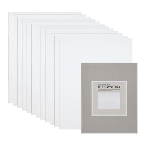 Creative Mark Cotton Canvas Panels 14x18-12 Pack - Professional Quality Fine Weave Acrylic Primed Artist Canvas Boards for Painting, Acrylics, Studios, & More