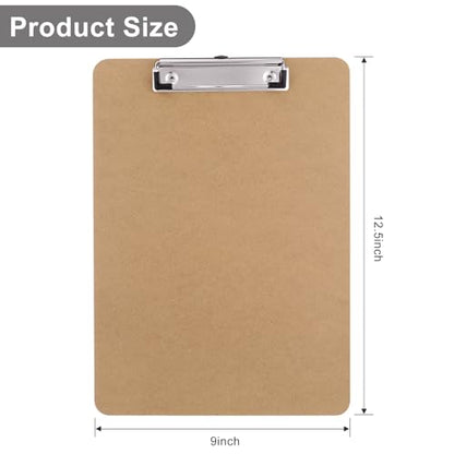 Wood Clipboards Set of 2, Letter Size Hardboard Clip Board 8.5x11 | A4 Standard Size 9" x 12.5" for Classroom, Students, Office & School Supply