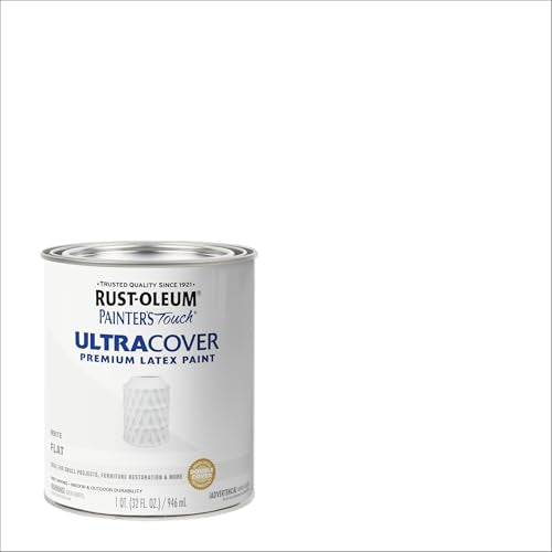 Rust-Oleum 1990502 Painter's Touch Latex Paint, Quart, Flat White 32 Fl Oz (Pack of 1) - color: Flat White, size: 1 Quarts (Pack of 1)