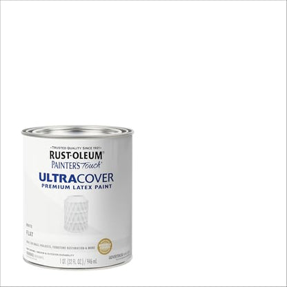 Rust-Oleum 1990502 Painter's Touch Latex Paint, Quart, Flat White 32 Fl Oz (Pack of 1) - color: Flat White, size: 1 Quarts (Pack of 1)